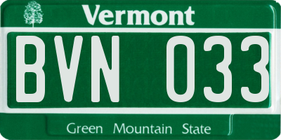 VT license plate BVN033