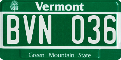 VT license plate BVN036