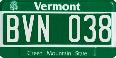 VT license plate BVN038
