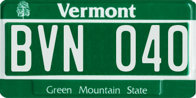 VT license plate BVN040