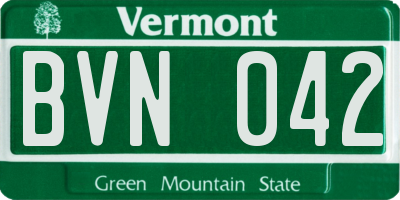 VT license plate BVN042