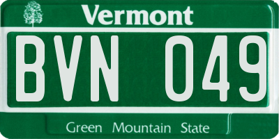 VT license plate BVN049