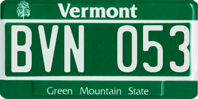 VT license plate BVN053