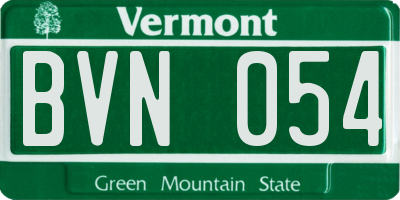 VT license plate BVN054