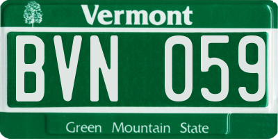 VT license plate BVN059