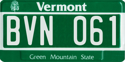 VT license plate BVN061