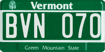 VT license plate BVN070