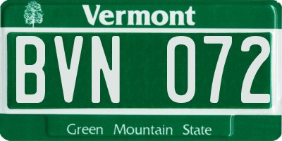 VT license plate BVN072