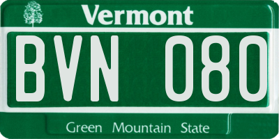 VT license plate BVN080