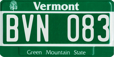 VT license plate BVN083