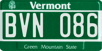VT license plate BVN086