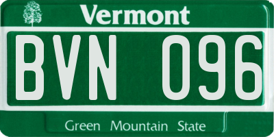 VT license plate BVN096