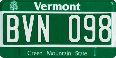 VT license plate BVN098