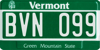 VT license plate BVN099