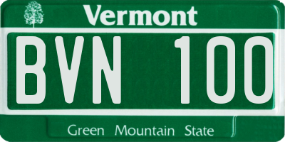VT license plate BVN100