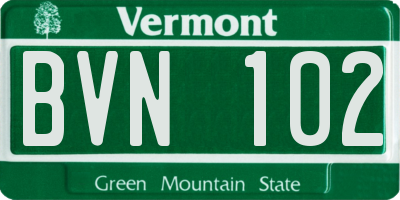 VT license plate BVN102