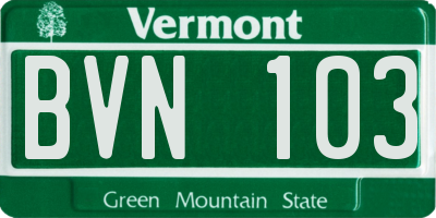 VT license plate BVN103
