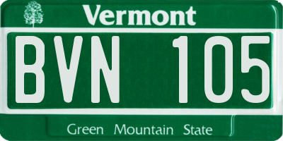 VT license plate BVN105