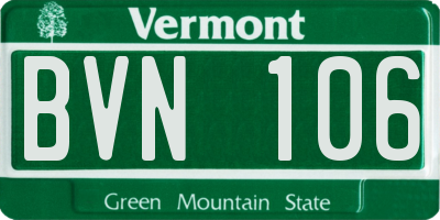 VT license plate BVN106