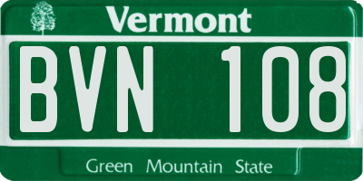 VT license plate BVN108