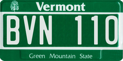VT license plate BVN110