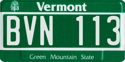 VT license plate BVN113