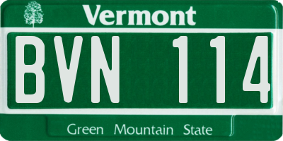 VT license plate BVN114