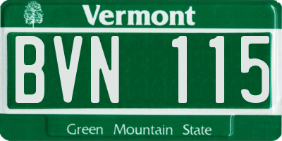 VT license plate BVN115