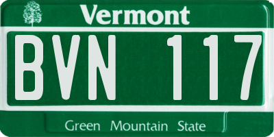 VT license plate BVN117