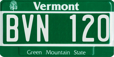 VT license plate BVN120
