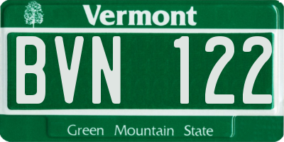 VT license plate BVN122