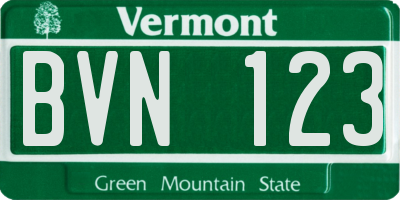 VT license plate BVN123