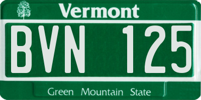 VT license plate BVN125