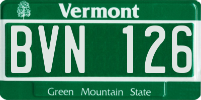 VT license plate BVN126