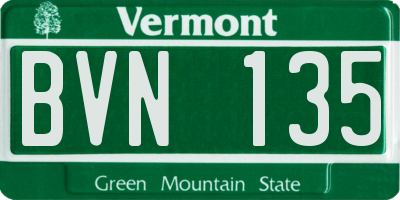VT license plate BVN135