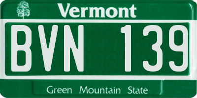 VT license plate BVN139