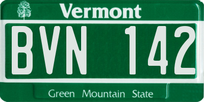 VT license plate BVN142