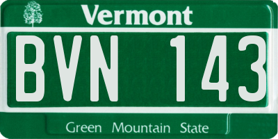 VT license plate BVN143
