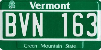VT license plate BVN163