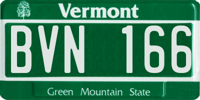 VT license plate BVN166