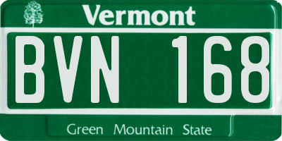 VT license plate BVN168