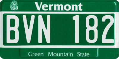 VT license plate BVN182