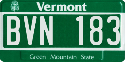 VT license plate BVN183