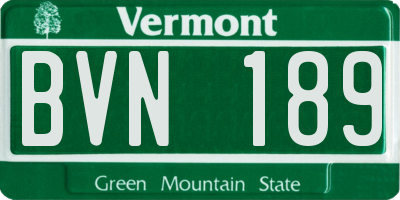 VT license plate BVN189