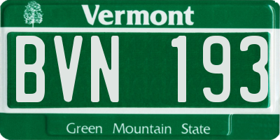 VT license plate BVN193
