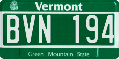 VT license plate BVN194
