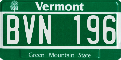VT license plate BVN196