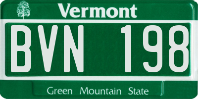 VT license plate BVN198