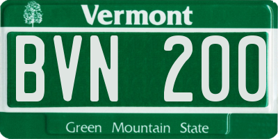 VT license plate BVN200
