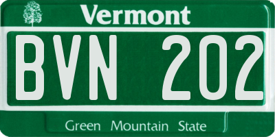 VT license plate BVN202